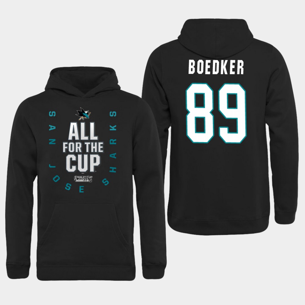 Men NHL Adidas San Jose Sharks #89 Boedker black hoodie->san jose sharks->NHL Jersey